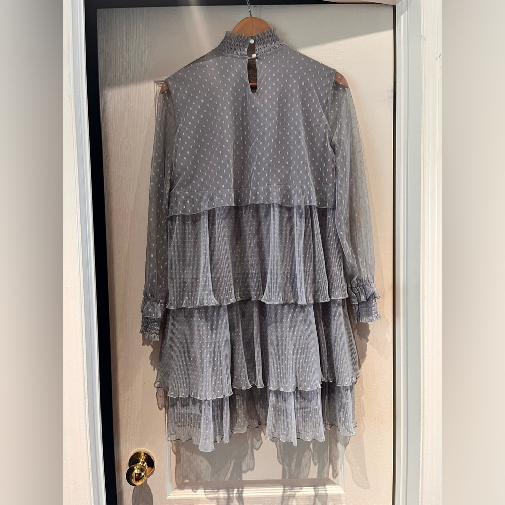 Dusty Blue Ruffle Layered Dress - Picture 3 of 6